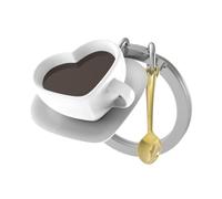 METALMORPHOSE MTM216-01 Key Ring Coffee Mug Heart and Spoon, White, Brown, L, One size