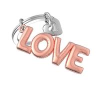 METALMORPHOSE MTM310-01 Helium Balloon Keyring "Love" Rose Gold with Silver Heart Charm