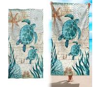 MetalNuts Microfibre-Lightweight-Towel Microfibre Beach Towel, 71"x32" Oversized Extra Large Beach Towel for Adult, Quick Dry Sand Free Travel Pool Towel for Camping Swimming Sports Gym (turtle)