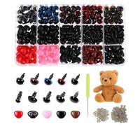 MetalNuts Safety Eyes Toy - 752PCS Plastic Teddy Eyes Doll Eyes, Safety Eyes and Washers Set with Washer Black and Colorful Glitter Plastic Doll Eye Toys Crochet Eye for Toy Making DIY Crafts