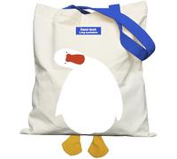 METALPHA Canvas Tote Bag Cute Duck Design with Magnetic Closure - Funny Goose Duck Bag with Zippered Inner Pocket (White Duck Tote)