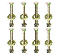 Metalsuberg 1/4" x 2"Carriage Bolts by Color Galvanization of Square Neck with Nylon Lock Buckle nut and Big Size Washer Assembly Unit,Carbon Steel,Grade 2.(8pcs Pack)
