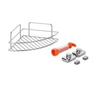 Metaltex 1-Tier Corner Bathroom Shelf With Vacuum