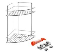 Metaltex 2-Tier Corner Bathroom Shelf With Vacuum