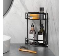 Metaltex Origin 2-Tier Corner Shelf - Wall-mounted Bathroom Storage Rack for Shower Essentials and Bath products - Touch-Therm Lava, 30 x 20 x 20 Centimeters
