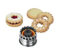 Metaltex 25.23.71 Cookie Cutter Set with Pastry Ejector, Stainless Steel, Fluted Shape, Multi-Colour