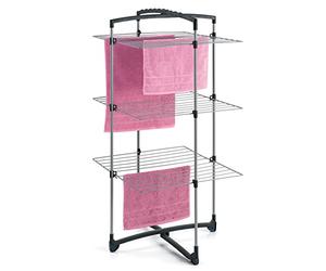 Metaltex 25 m Fortino 3-Tier Folding Laundry Tower Airer Dryer, Silver