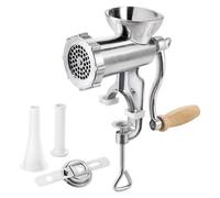 Metaltex Jack 8 - Large Meat Mincer for Home Use - Manual Nuts & Meat Grinder, Sausage Stuffer, Dough & Pasta Maker, with Nozzles - Easy Cleaning, Quick Grind, Secure Clamp - Aluminum Alloy