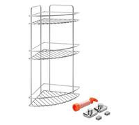Metaltex 3-Tier Corner Bathroom Shelf With Vacuum
