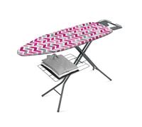 Metaltex Antares Ironing Board - Height Adjustable with Iron Rest and Underboard Linen Shelf- Perfect for Clothes, Bedding, Sheets and Home Essentials - Zig-Zag, 114 x 89 x 38 Centimetres