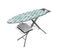 Metaltex Antares Ironing Board - Height Adjustable with ron Rest and Underboard Linen Shelf- Perfect for Clothes, Bedding, Sheets and Home Essentials - Cubes, 114 x 89 x 38 Centimetres