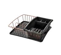 Metaltex Dish Drying Rack with Tray, Metal, Copper, 37x33x63 cm