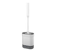 Metaltex Cleany Silicone Toilet Brush with Holder, White Toilet Brush Set with Ergonomic Handle, Efficient Toilet Brush and Holder - Modern Bathroom Accessory