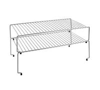 Metaltex Cupboard Shelf Organiser - Stackable Storage Shelf, Wire Rack, Stackable Cupboard Shelves, Cupboard Organiser, Set of 2, Silver, Size: 47 x 23 x 26 cm