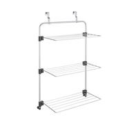 Metaltex Gale Over-the-door Shower Rack - 3-Tier Drying & Storage Rack Perfect for Laundry & Drying Bathroom Essentials & Towels - Epotherm Coating & Folding Wing - Silver 93 x 57 x 31 Centimetres