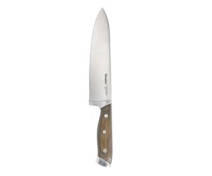 Metaltex Heritage - Professional Chef's Knife 34cm - Long Sharp Blade, Stainless Steel Kitchen Knife - Ergonomic Wooden Handle for Effortless Precision Carving, Cutting & Chopping in Food & Meal Prep