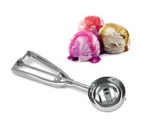 Metaltex Cram Jumbo Stainless Steel Ice Cream, Food Scoop with Easy Release Trigger-Silver, Size 6.4 cm, Stainless_Steel, Single-Coloured