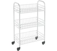 Metaltex Kitchen Trolley with 3 Baskets Siena White Bathroom Shelf Organiser