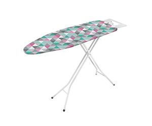 Metaltex Kuma Adjustable Ironing Board, Cotton Cover, 75x330x1400mm | Feather-light frame with non-slip safety feet and an integrated iron rest for fast, stable pressing.