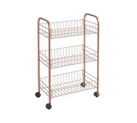 Metaltex Lugano 3-Tier Trolley with Wheels - Multipurpose Storage Cart for Home including Kitchen, Bathroom, Office and Garage - Polytherm Copper, 41 x 23 x 63 Centimetres