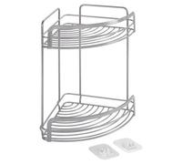 Metaltex Luxury Origin 2-Tier Corner Shelf Bathroom Storage Rack - Silver