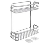 Metaltex Luxury Origin 2-Tier Rectangular Shelf Bathroom Storage Rack - Silver