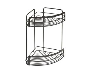 Metaltex Origin 2-Tier Corner Shelf - Wall-mounted Bathroom Storage Rack for Shower Essentials and Bath products - Touch-Therm Lava, 30 x 20 x 20 Centimeters