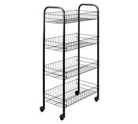 Metaltex Pisa 4-Tier Trolley with Wheels - Multipurpose Storage Cart for Home including Kitchen, Bathroom, Office and Garage - Grey, 41 x 23 x 84 Centimetres