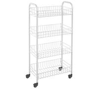 Metaltex Pisa 4-Tier Trolley with Wheels - Multipurpose Storage Cart for Home including Kitchen, Bathroom, Office and Garage - White, 41 x 23 x 84 Centimetres