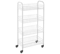 Metaltex Pisa 4-Tier Trolley with Wheels - Multipurpose Storage Cart for Home including Kitchen, Bathroom, Office and Garage - White, 41 x 23 x 84 Centimetres