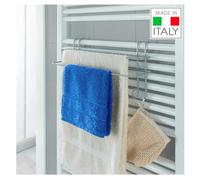 Metaltex Radius Double Towel Rail - Bathroom Towel Holder ideal for Bathroom Radiators. Over the Door Towel Rail - Silver, Size: 39 x 15 x 20 cm