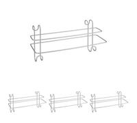 Metaltex Radius Double Towel Rail - Bathroom Towel Holder Ideal for Bathroom Radiators. Over the Door Towel Rail - Silver, Size: 39 x 15 x 20 cm (Pack of 4)