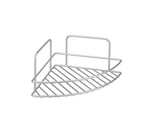 Metaltex Reflex 1-Tier Polytherm Coated Corner Bathroom Shelf, Silver