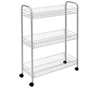 Metaltex Slim Deluxe 3-Tier Trolley With Wheels - White