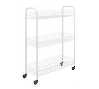 Metaltex Slim Deluxe 3-Tier Trolley with Wheels - White Metaltex White