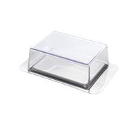 Metaltex Stainless Steel Butter Dish with Clear Lid - Fits Fridge Door