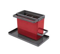 Metaltex Tidy-Tex Kitchen Sink Organiser - Storage Caddy and Tray for Kitchen Cleaning Essentials - Grey-Red, 24 x 13 x 14 Centimetres