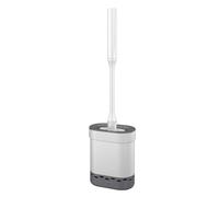 Metaltex Cleany Silicone Toilet Brush with Holder, White Toilet Brush Set with Ergonomic Handle, Efficient Toilet Brush and Holder - Modern Bathroom Accessory