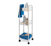 Metaltex Slim Multipurpose Trolley with Wheels and Three Shelves, Metal, Grey, 3 Cestos