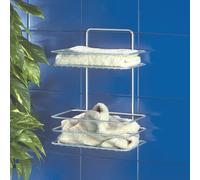 Metaltex Towel basket Reflex with 2 stages 26x16x35cm, Silver, 35.5 x 25 x 15.5 cm