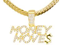 metaltree98 Money Moves Sign Pendant 20" Miami Cuban Chain Necklace MCP 1283, 20" Miami Cuban Chain, Zinc, not-applicable