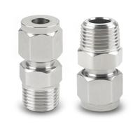 Metalwork 304 Stainless Steel Metric Compression Tube Fitting W/Double Ferrules, Male Connector, Adapter, 1/4" NPT Male x 6mm OD (2 Pcs)