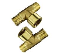 Metalwork Brass Pipe T Fitting, Female Branch Tee, 1/4" BSP Tee (Pack of 2)