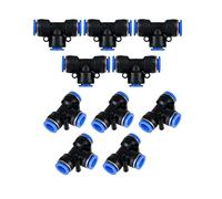 Metalwork Push to Connect Tee Union Fitting, 4mm x 4mm x 4mm OD, Air Hose T Connector Splitter (Pack of 10)