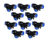 Metalwork Reducing Push-to-Connect Tee Fitting, 12mm x 8mm x 12mm OD, Air Hose Reducer T Connector Splitter (Pack of 10)