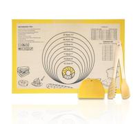 Metamorisy,3-Piece Baking mats Set,Extra Large Silicone Dough Rolling Mats 70X50cm,Slicing Knife and Multi-Purpose Food Tongs,0.7mm Thick Non-Stick Pastry Rolling mat（Yellow (60X40cm)