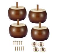 Metany 4PCS Wood Furniture Legs 2 inches Furniture Legs with Bolt Walnut Sofa Legs Couch Legs Replacement for Legs for Piano Bench, Chest-Turned-Coffee Table (Round Walnut)