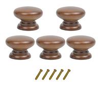 Metany 5PCS Round Wood Drawer Knob,Dresser Furniture Drawers 33mm Dia,Walnut Cabinet Pulls Handles with Screws Hardware for Drawer Wardrobe Dresser