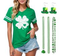 Metaparty St Patricks Day Shirt Women Green Sweatshirt,Lucky Irish Shamrock Green T-Shirts,Lucky Shamrock Shirts St Patrick's Day Short Sleeve Tops,St Patricks Day Outfits for Women (S)