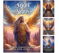 Metaphoracle Angel Signs: A Divine Guidance Oracle with Angel Numbers by River Aether - Deck of 66 Inspirational Angelic Tarot Oracle Cards with Keywords and Meanings on Them